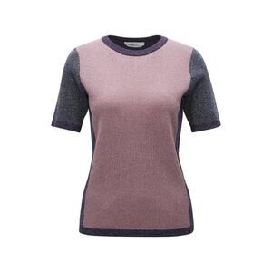 HUGO BOSS Colorblock Top Sweater Pink Purple Black Metallic Wool Blend Large